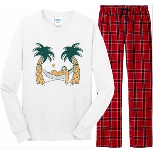 Lazy Sloth Vacation Palm Tree Long Sleeve Pajama Set