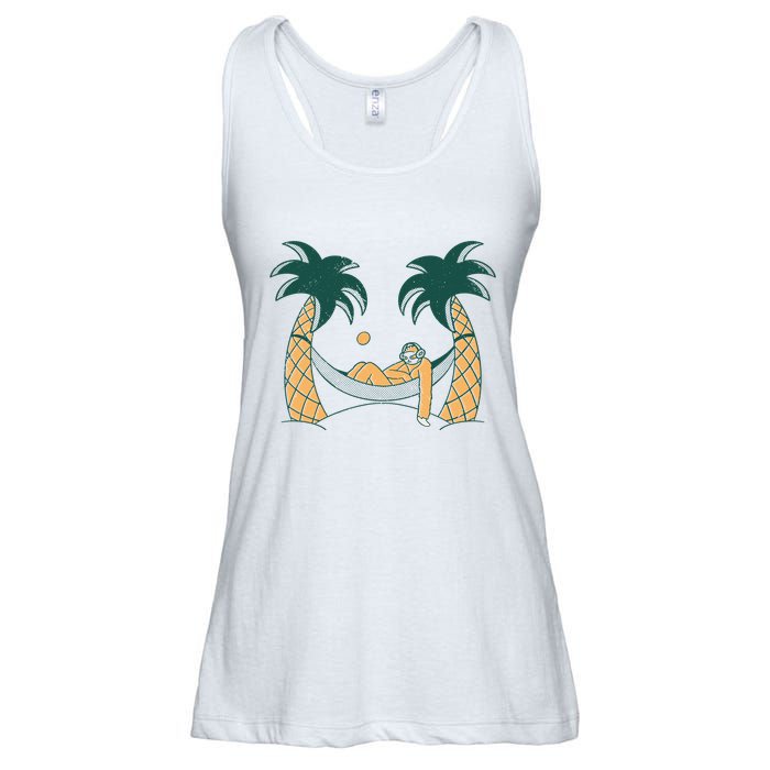 Lazy Sloth Vacation Palm Tree Ladies Essential Flowy Tank