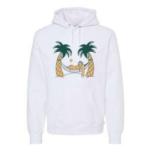 Lazy Sloth Vacation Palm Tree Premium Hoodie