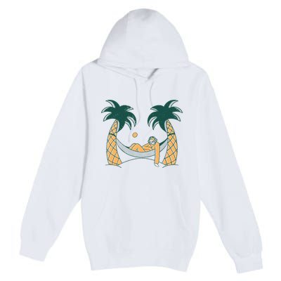 Lazy Sloth Vacation Palm Tree Premium Pullover Hoodie