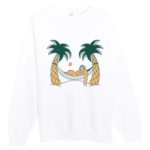 Lazy Sloth Vacation Palm Tree Premium Crewneck Sweatshirt