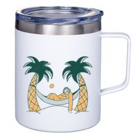 Lazy Sloth Vacation Palm Tree 12oz Stainless Steel Coffee Mug