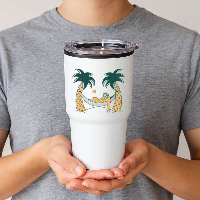 Lazy Sloth Vacation Palm Tree Tumbler