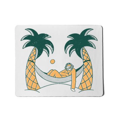 Lazy Sloth Vacation Palm Tree Mousepad