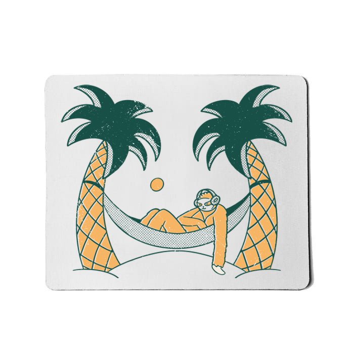 Lazy Sloth Vacation Palm Tree Mousepad