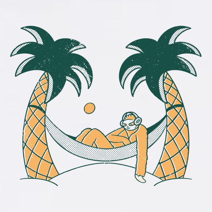 Lazy Sloth Vacation Palm Tree Mousepad