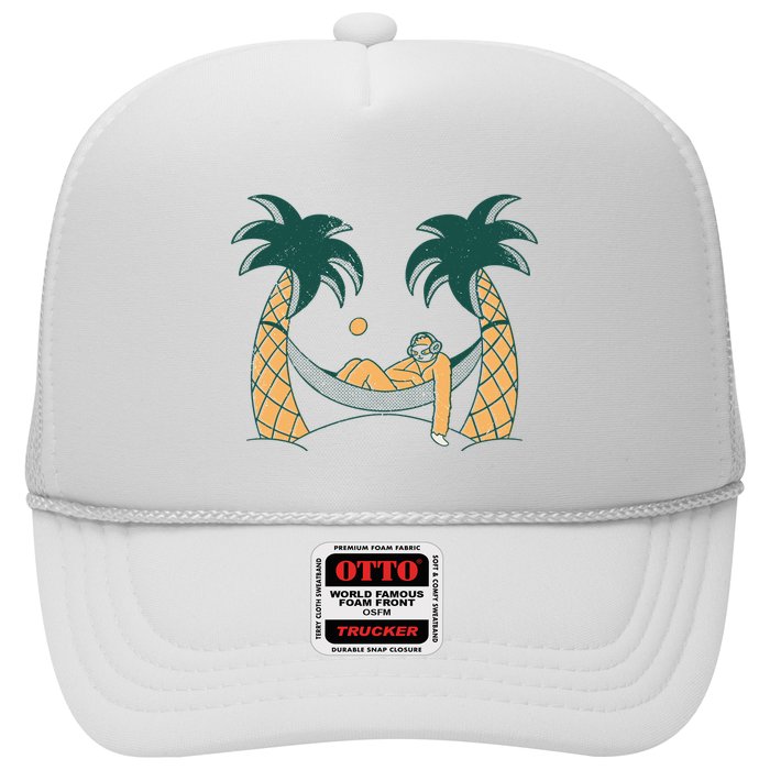 Lazy Sloth Vacation Palm Tree Trucker Hat