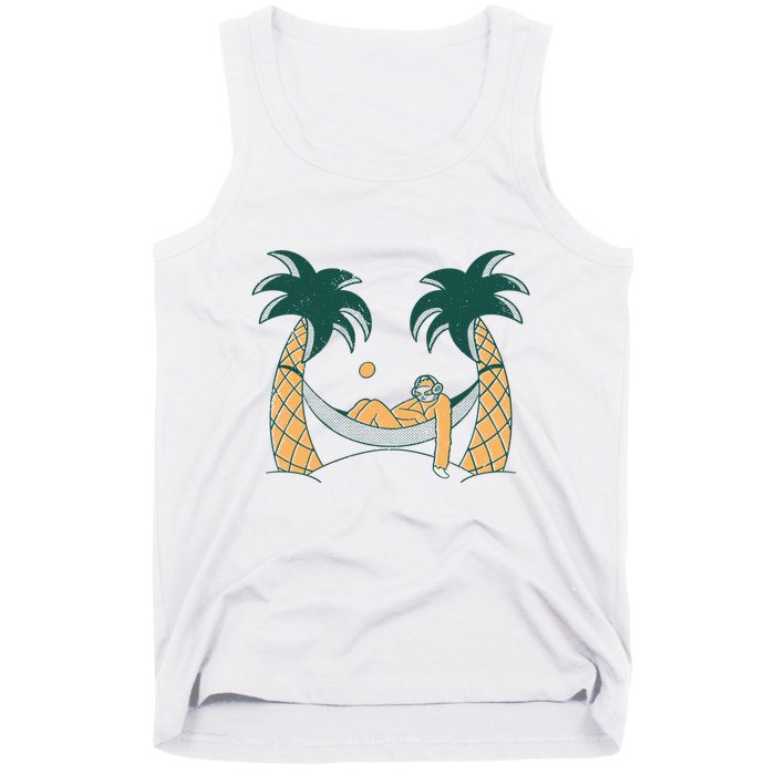 Lazy Sloth Vacation Palm Tree Tank Top
