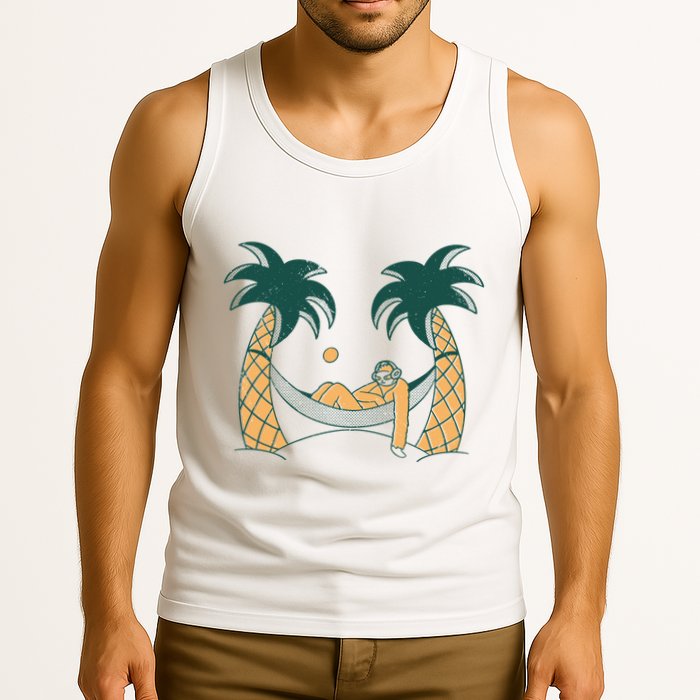 Lazy Sloth Vacation Palm Tree Tank Top