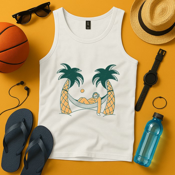 Lazy Sloth Vacation Palm Tree Tank Top