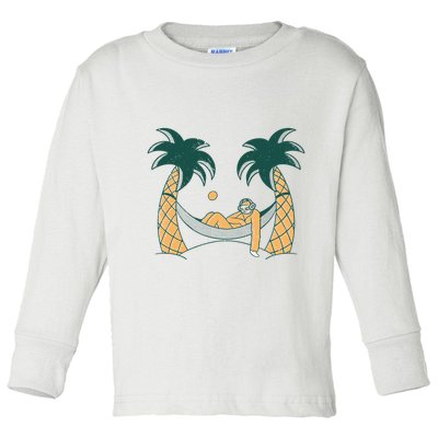 Lazy Sloth Vacation Palm Tree Toddler Long Sleeve Shirt
