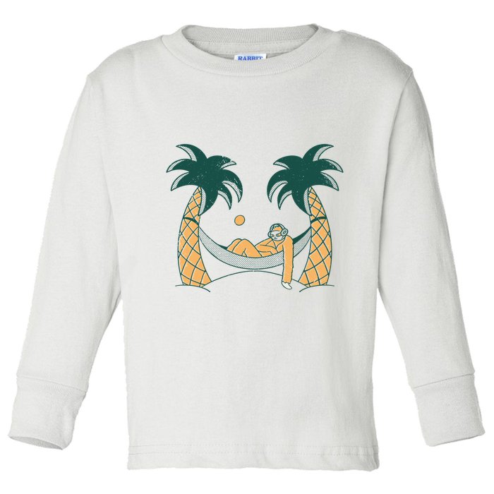 Lazy Sloth Vacation Palm Tree Toddler Long Sleeve Shirt