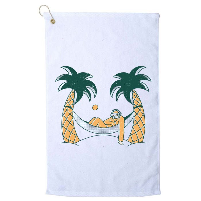 Lazy Sloth Vacation Palm Tree Golf Towel