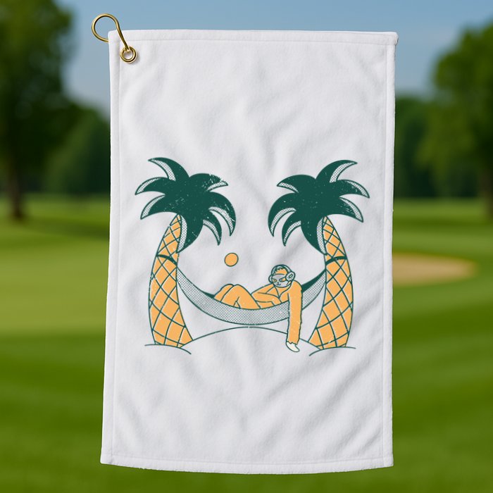 Lazy Sloth Vacation Palm Tree Golf Towel