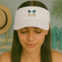 Lazy Sloth Vacation Palm Tree Valucap Bio-Washed Visor
