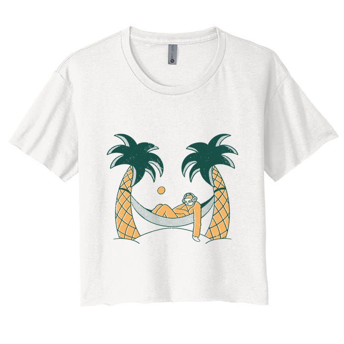 Lazy Sloth Vacation Palm Tree Crop Top