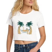 Lazy Sloth Vacation Palm Tree Crop Top