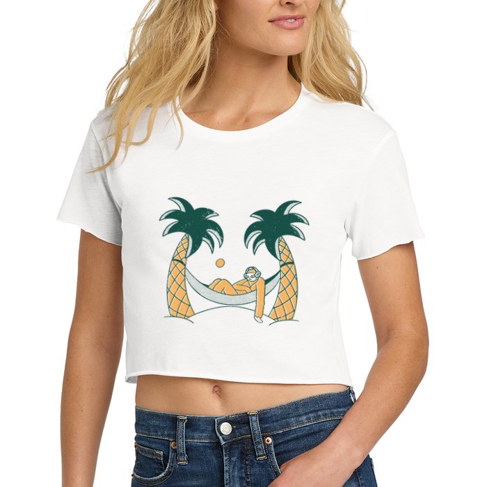 Lazy Sloth Vacation Palm Tree Crop Top
