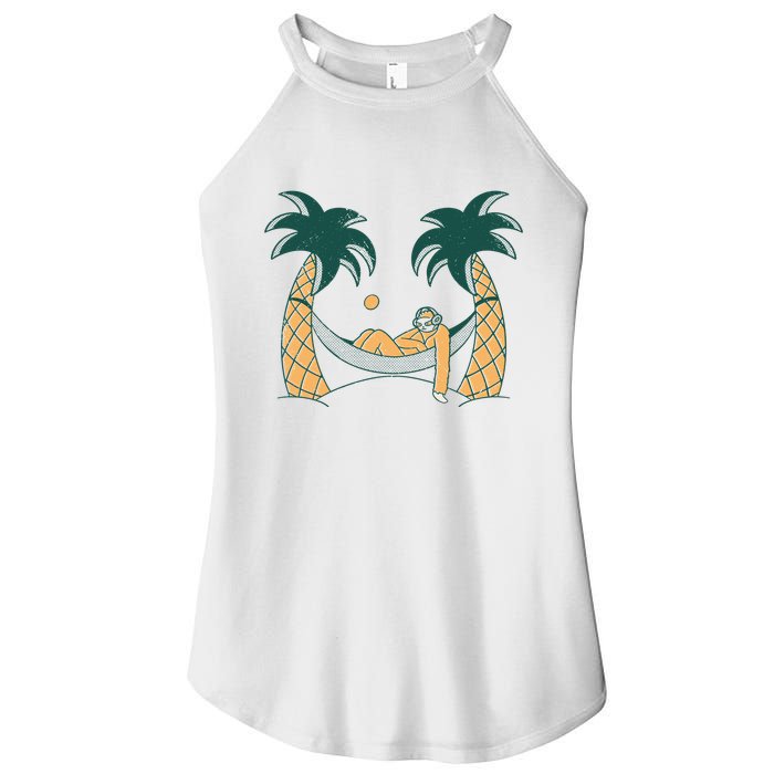 Lazy Sloth Vacation Palm Tree Women's Perfect Tri Rocker Tank