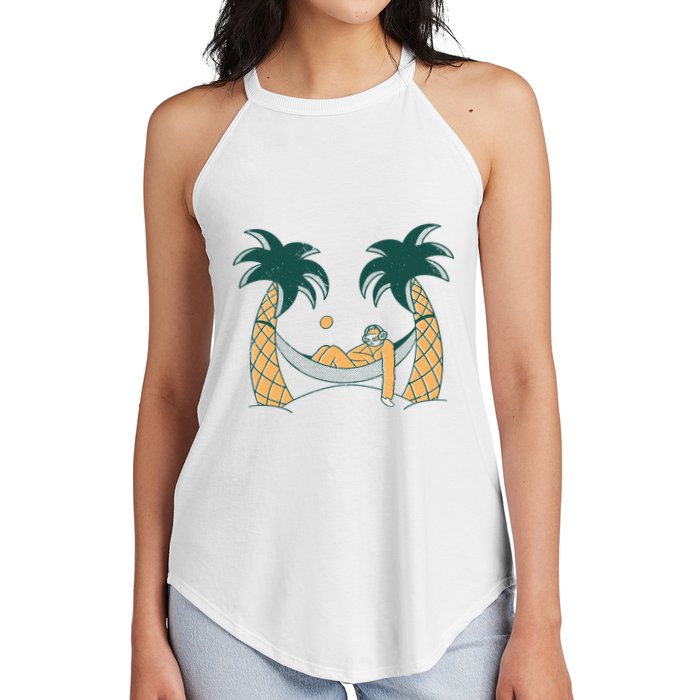 Lazy Sloth Vacation Palm Tree Women's Perfect Tri Rocker Tank