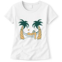 Lazy Sloth Vacation Palm Tree Womens T-Shirt