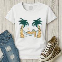 Lazy Sloth Vacation Palm Tree Womens T-Shirt
