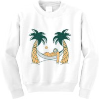 Lazy Sloth Vacation Palm Tree Kids Sweatshirt