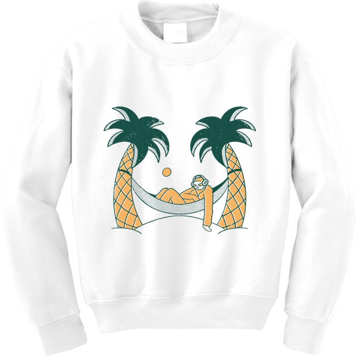 Lazy Sloth Vacation Palm Tree Kids Sweatshirt
