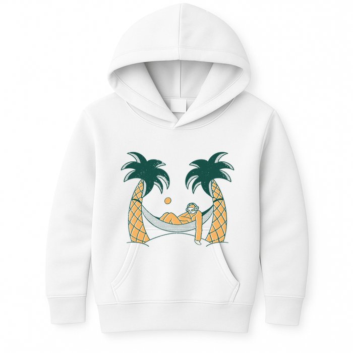 Lazy Sloth Vacation Palm Tree Kids Hoodie