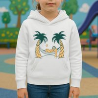 Lazy Sloth Vacation Palm Tree Kids Hoodie