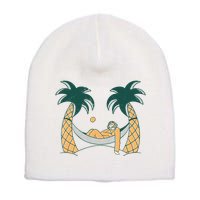 Lazy Sloth Vacation Palm Tree Short Acrylic Beanie