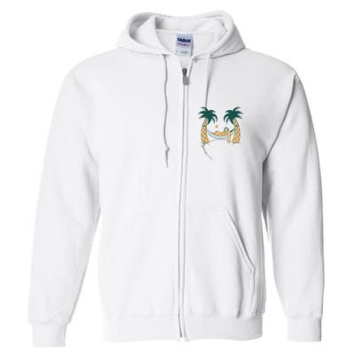 Lazy Sloth Vacation Palm Tree Full Zip Hoodie