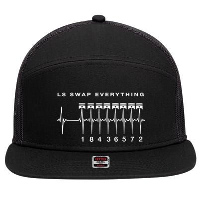 Ls Swap V8 Everything Car Enthusiast Mechanic Trucks Heartbe Funny Gift 7 Panel Mesh Trucker Snapback Hat