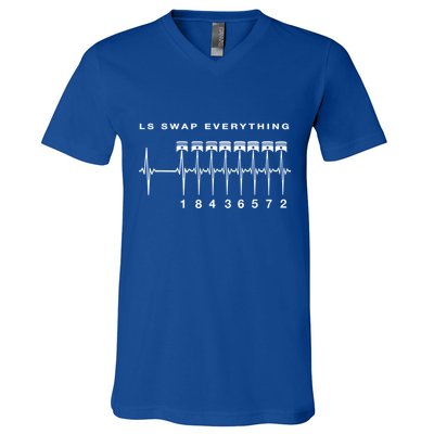Ls Swap V8 Everything Car Enthusiast Mechanic Trucks Heartbe Funny Gift V-Neck T-Shirt