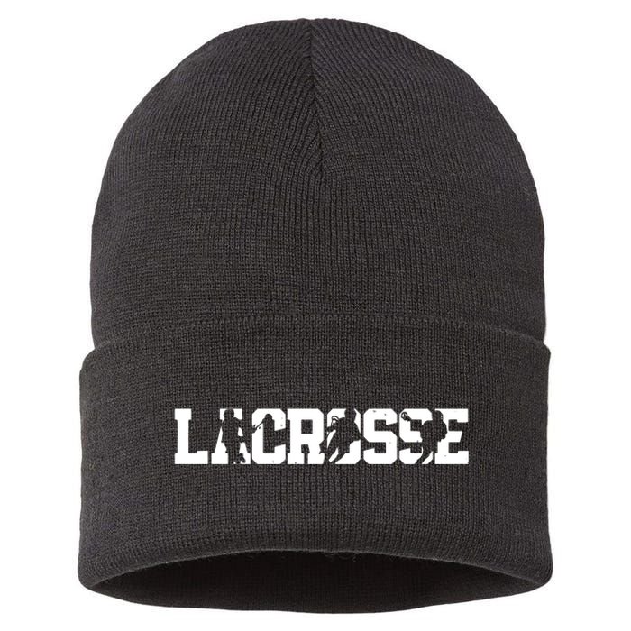 Lacrosse Stick Vintage Retro Gift Sustainable Knit Beanie