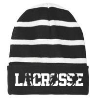 Lacrosse Stick Vintage Retro Gift Striped Beanie with Solid Band