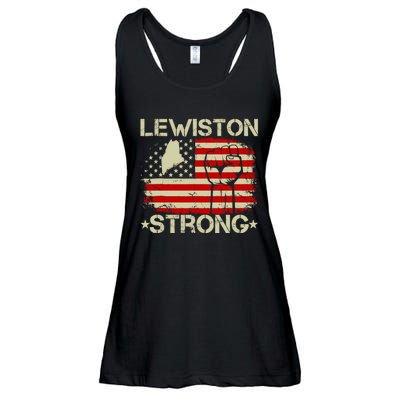 Lewiston Strong Vintage Usa Flag Ladies Essential Flowy Tank