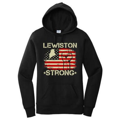 Lewiston Strong Vintage Usa Flag Women's Pullover Hoodie