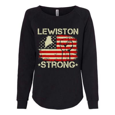 Lewiston Strong Vintage Usa Flag Womens California Wash Sweatshirt