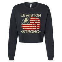 Lewiston Strong Vintage Usa Flag Cropped Pullover Crew