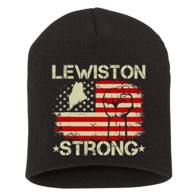 Lewiston Strong Vintage Usa Flag Short Acrylic Beanie