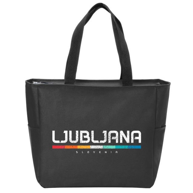 Ljubljana Slovenia Vintage Retro Slovenian Souvenir Zip Tote Bag