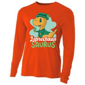 Leprechaun Saurus With A Dinosaur For St Patrick's Day Gift Cooling Performance Long Sleeve Crew