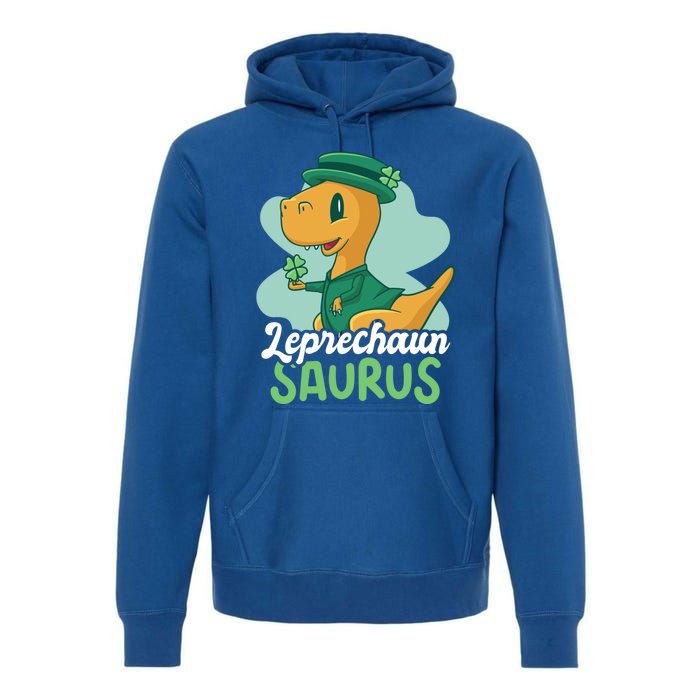 Leprechaun Saurus With A Dinosaur For St Patrick's Day Gift Premium Hoodie