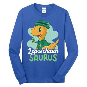 Leprechaun Saurus With A Dinosaur For St Patrick's Day Gift Tall Long Sleeve T-Shirt