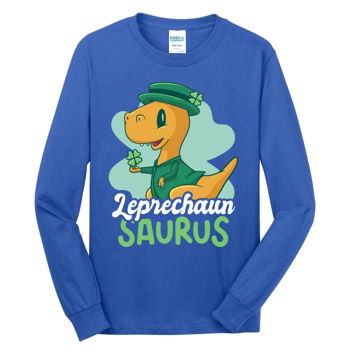 Leprechaun Saurus With A Dinosaur For St Patrick's Day Gift Tall Long Sleeve T-Shirt