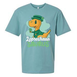 Leprechaun Saurus With A Dinosaur For St Patrick's Day Gift Sueded Cloud Jersey T-Shirt