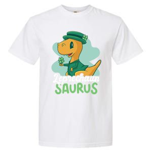 Leprechaun Saurus With A Dinosaur For St Patrick's Day Gift Garment-Dyed Heavyweight T-Shirt