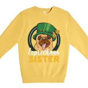 Leprechaun Sister With A Dog For St Patrick's Day Funny Gift Premium Crewneck Sweatshirt