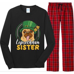 Leprechaun Sister With A Dog For St Patrick's Day Funny Gift Long Sleeve Pajama Set